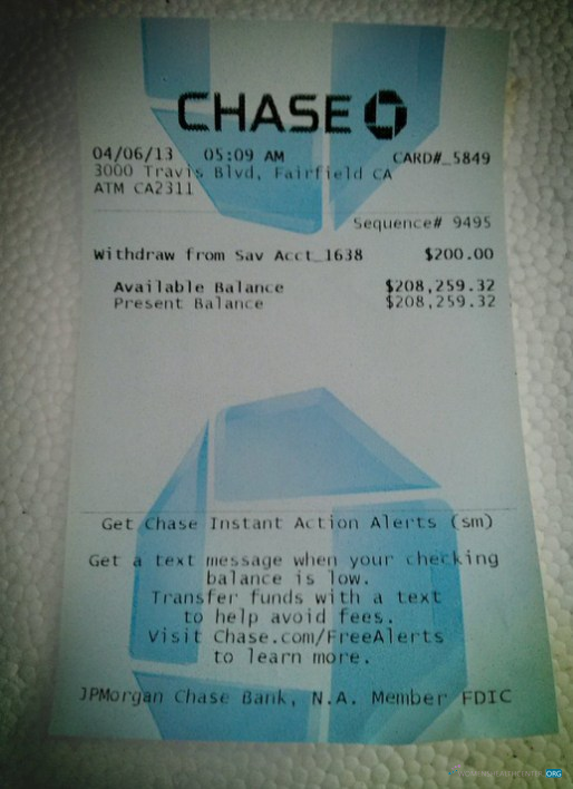 Download USA Chase bank payment slip Photoshop template